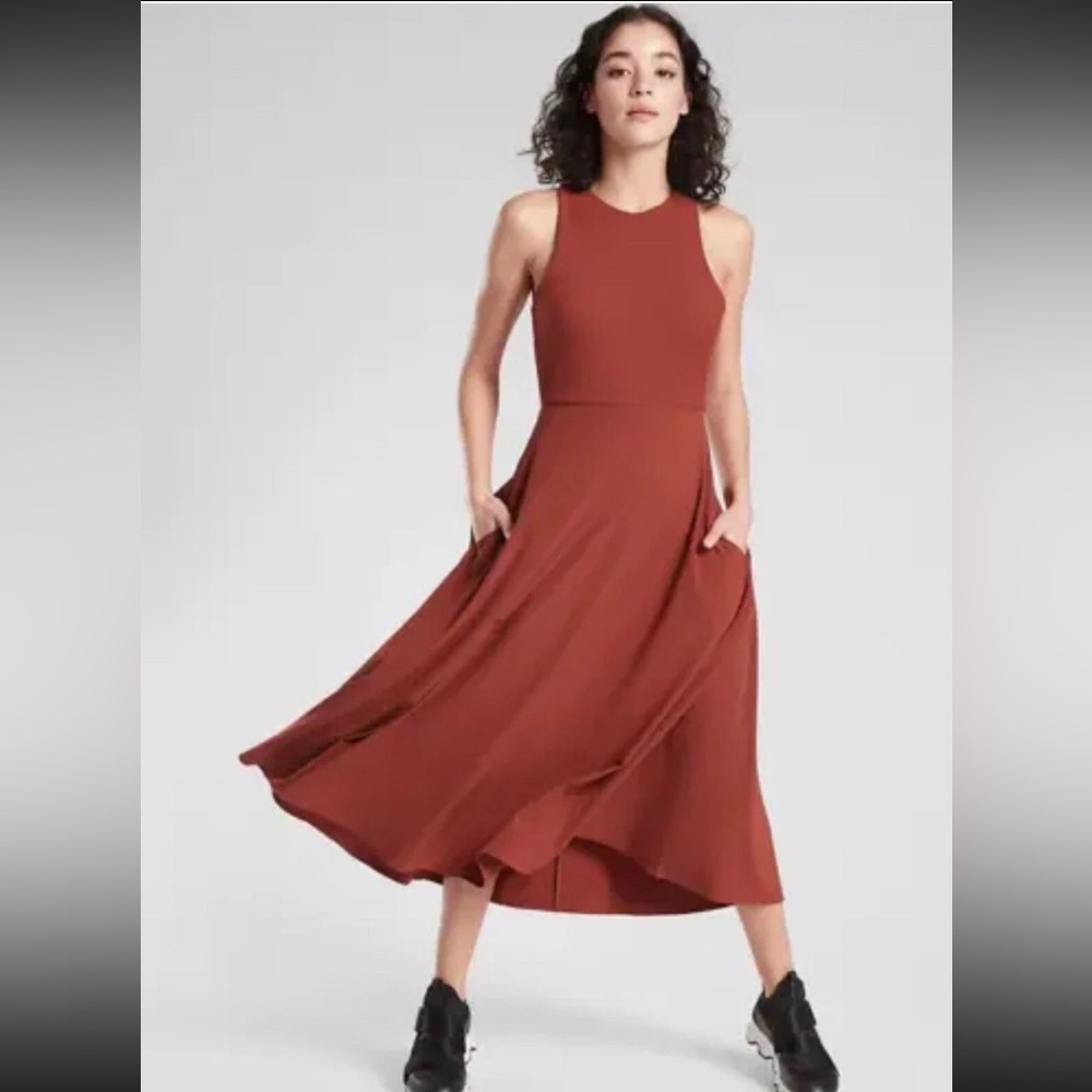 Athleta Winona A-Line Midi Support Dress Back Cut Out